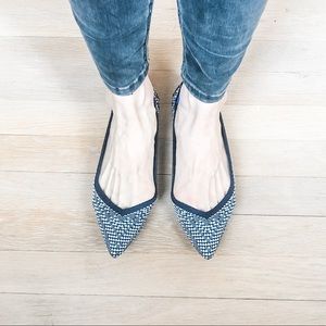 BEST flats ever.  Rothys navy/white pointy toe